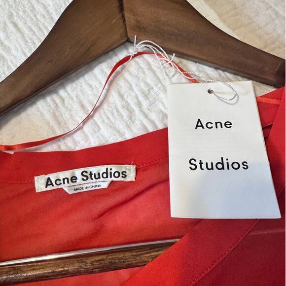 Acne Studios Bias-cut Georgette Long-Sleeve Dress - Size S - Picture 12 of 12
